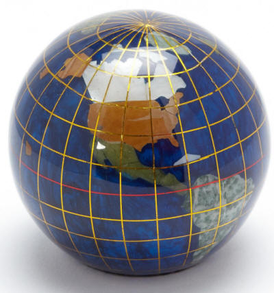 gemstone globe paperweight blue oceans