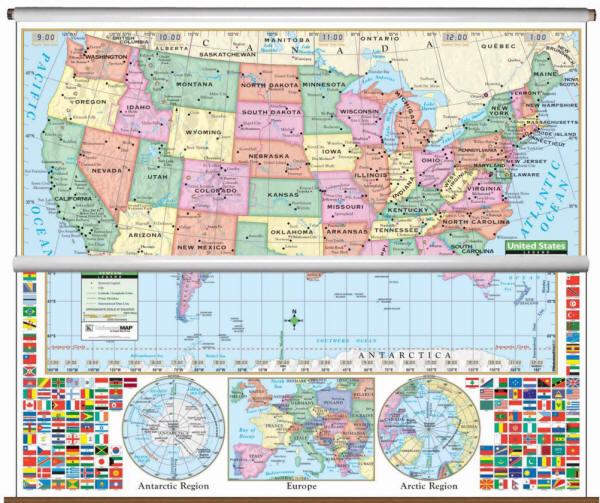 Primary School map set of US and world