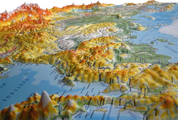 Russia 3D Relief Wall Map