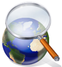 magnifying glass over world globe