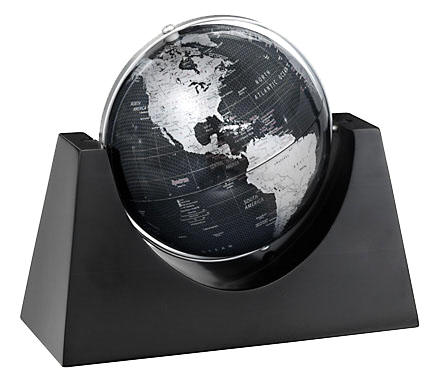 Small black desk globe