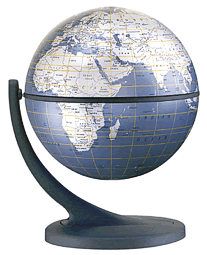 Blue metallic world globe