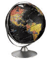 black world globe on tabletop base