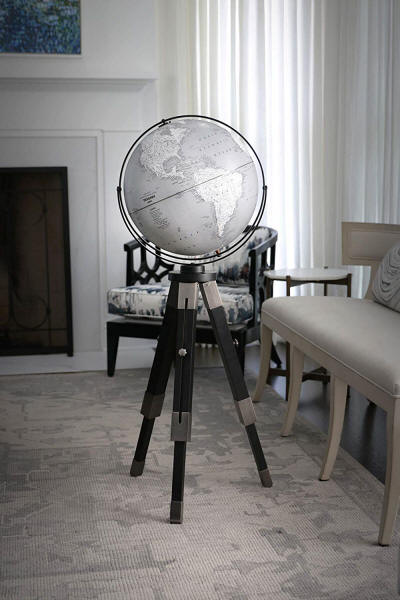 Willston contemporary floor stand globe in an elegant room setting