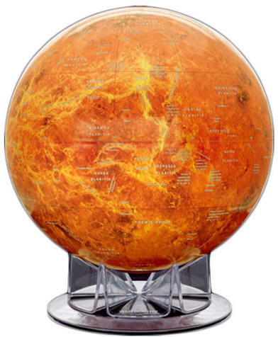 VENUS globe on clear sculptured base