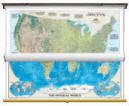 Physical US and World Map Classroom Pull Down 2 Map Bundle