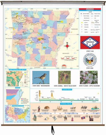 Large Primary School Wall Map of Arkansas