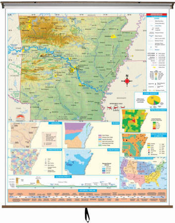 Large Intermediate Wall Map Of Arkansas