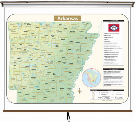 Large wall map of Arkansas