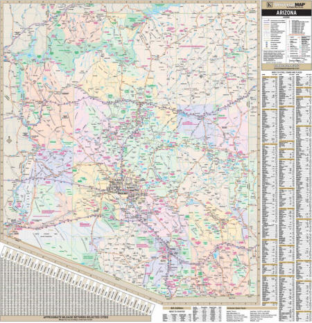 State of Arizona large wall map