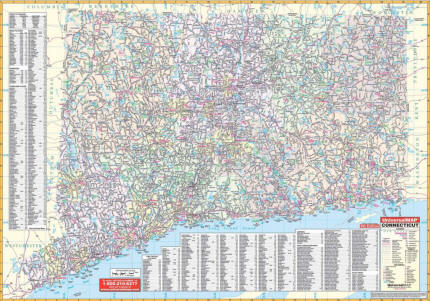 Large wall map of the state of CT