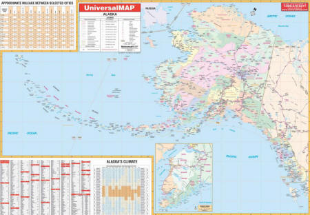 wall map of the state of alaska