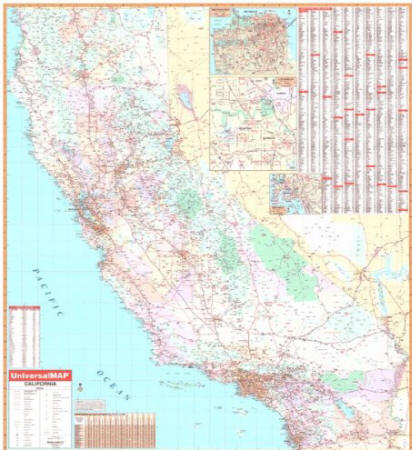 Wall Map of the State of California