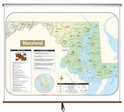 Maryland classroom wall map on roller