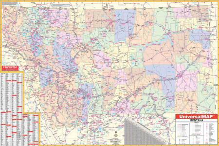 Montana State wall map