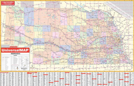 State of Nebraska wall map