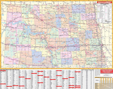 North Dakota State Wall Map