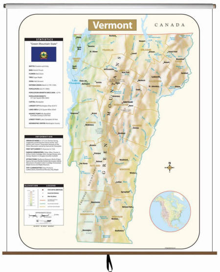 Vermont wall map