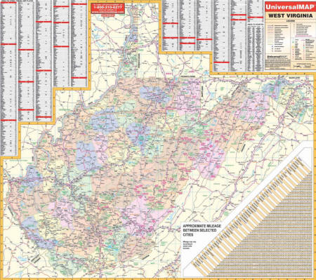 West Virginia State Wall Map
