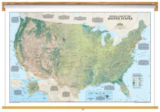 USA Physical Wall Map Classroom Pull Down