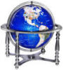 gemston desk globe on silver base