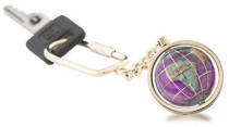 Alexander Kalifano LKCG-BOB Gemstone Globe Gold Colored Keychain - Amethyst