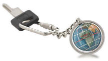 Alexander Kalifano LKCS-MB Gemstone Globe Bright Silver Keychain - Marine Blue Ocean