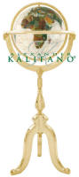 Masterpiece gemstone world globe with golden floor stand