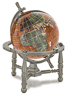 Kalifano Nautical Gemstone Globe Silver 3-Leg Stand