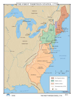 wall map of the first thirteen colonies