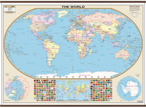 Large scale world wall map