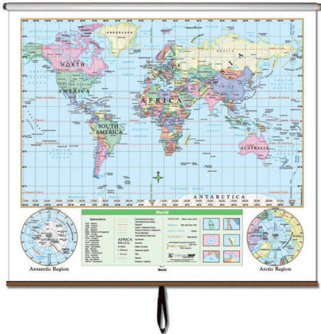 Essential classroom world wall map