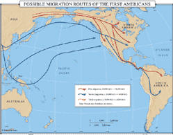 world history wall map of migration routes of first americans