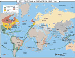 world history map of Exploration and empires