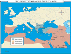 world history map of decline of the Byzantine empire
