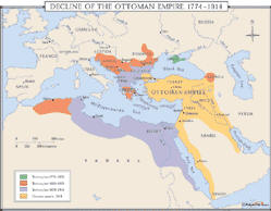 world history map of decline of Ottoman empire