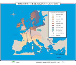 world history map of spread of the balck death