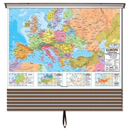 Classroom wall map set political boundaries