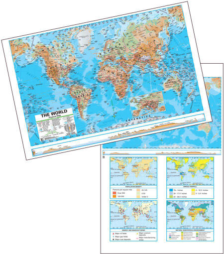 World physical map desk pad of 30