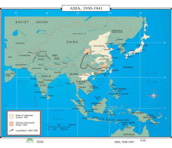 wall map of Asia 1930 to 1941