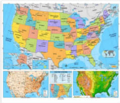 USA Primary Wall Map