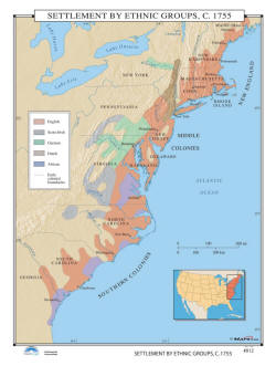 Ethnic Settlement in North America US History Wall Map