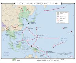 wall map of Pacific front in world war II