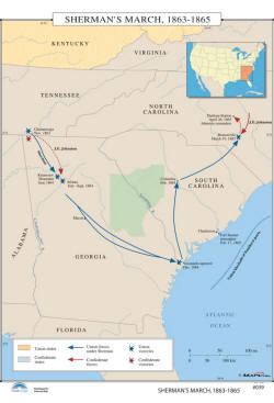 wall map of Sherman march 1862