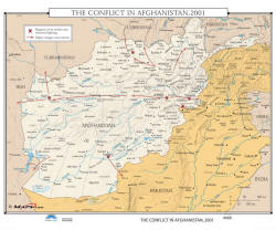 wall map of the conflict in afghanistan 2001