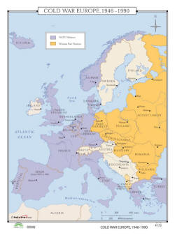 Cold war europe historical wall map
