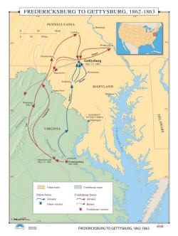 school wall map of gettysburg campaign 1862