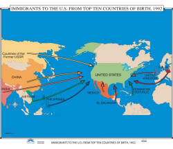 wall map of immigration origin countries