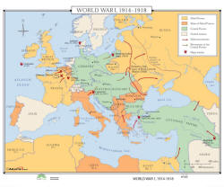wall map of world war I 1914 to 1918