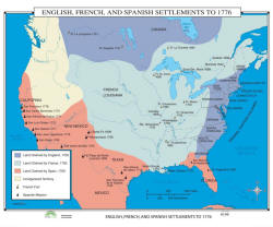 world history map of european settlements in north america